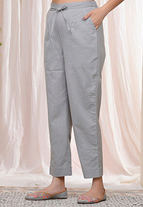Solid Color Cotton Flex Pant in Grey