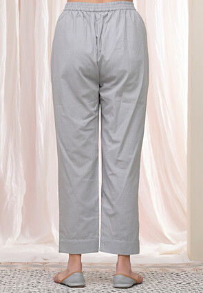 Solid Color Cotton Flex Pant in Grey