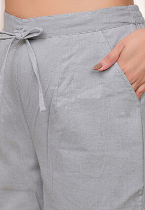 Solid Color Cotton Flex Pant in Grey