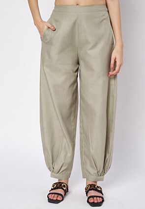 Solid Color Cotton Pant in Grey