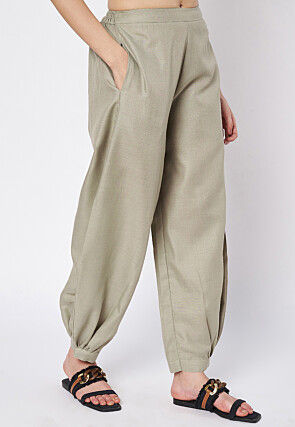 Solid Color Cotton Pant in Grey