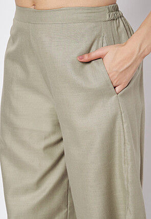 Solid Color Cotton Pant in Grey