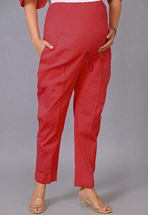 Maternity Cotton Pant in Maroon