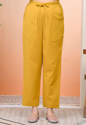 Solid Color Cotton Flex Pant in Mustard
