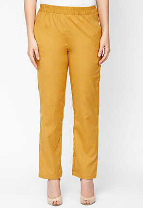 Solid Color Cotton Pant in Mustard