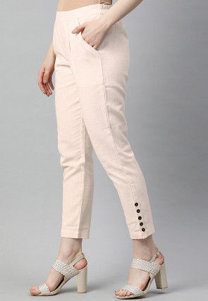 Solid Color Cotton Pant in Off White