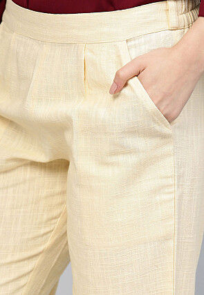 Solid Color Cotton Pant in Cream