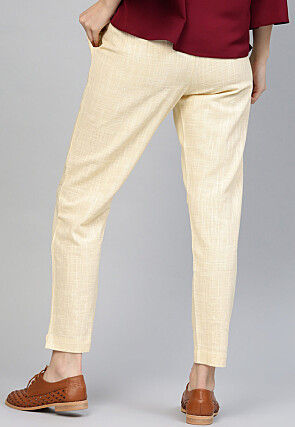 Solid Color Cotton Pant in Cream
