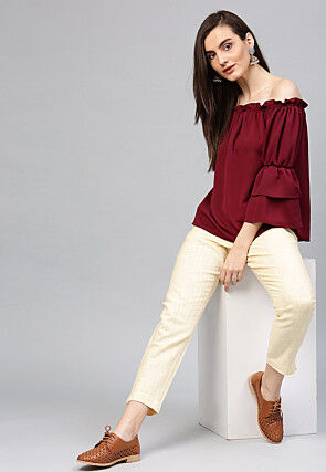 Solid Color Cotton Pant in Cream