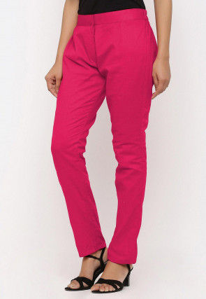Solid Color Cotton Pant in Pink