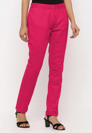Solid Color Cotton Pant in Pink