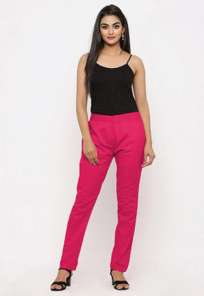 Solid Color Cotton Pant in Pink