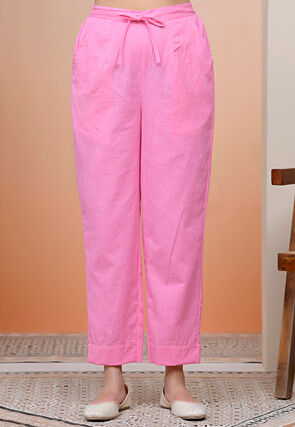 Solid Color Cotton Flex Pant in Pink