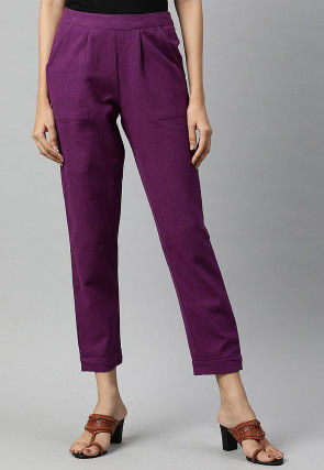 Solid Color Cotton Pant in Purple