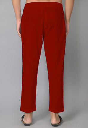 Solid Color Cotton Pant in Red