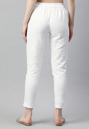 Solid Color Cotton Pant in White