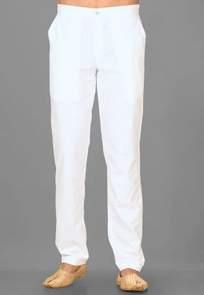 Solid Color Cotton Pant in White