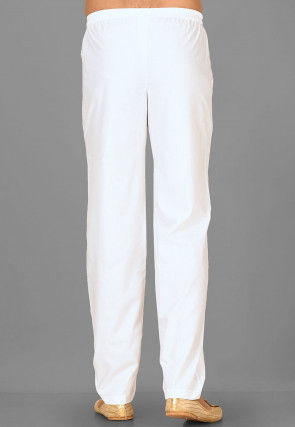 Solid Color Cotton Pant in White