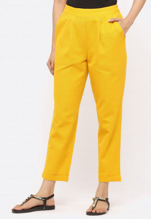 Martini Trousers and Pants  Buy Martini Women Mustard Yellow Turn Up  Trouser Online  Nykaa Fashion