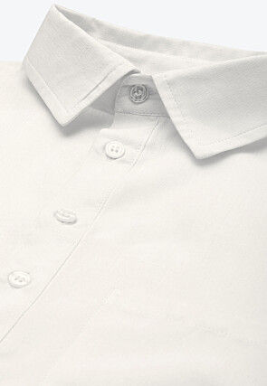 Solid Color Cotton Pathani Suit Set in White