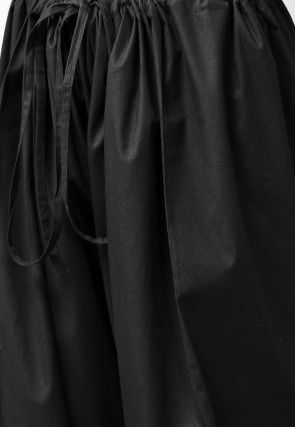 Solid Color Cotton Pathani Suit in Black