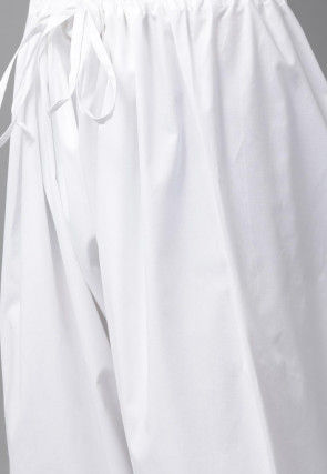 Solid Color Cotton Pathani Suit in Blue