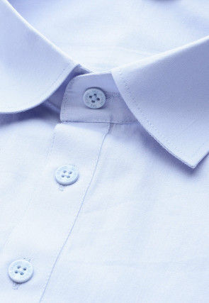 Solid Color Cotton Pathani Suit in Sky Blue