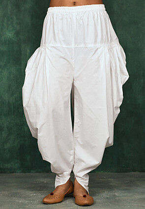 Solid Color Cotton Patiala in White