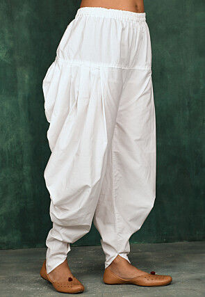 Solid Color Cotton Patiala in White