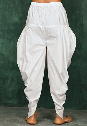 Solid Color Cotton Patiala in White