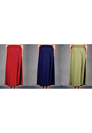 Solid Color Cotton Petticoat Combo Set in Multicolor