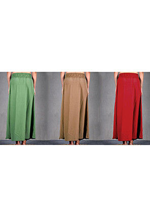 Solid Color Cotton Petticoat Combo Set in Multicolor