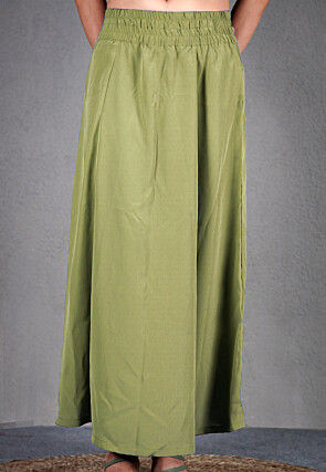 Solid Color Cotton Petticoat in Olive Green