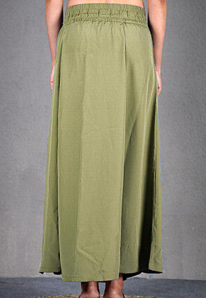 Solid Color Cotton Petticoat in Olive Green