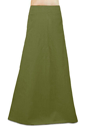 Solid Color Cotton Petticoat in Olive Green