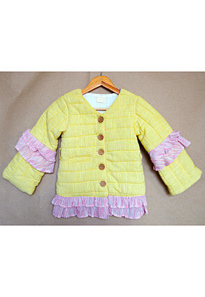 Solid Color Cotton Quilted Jacket in Yellow