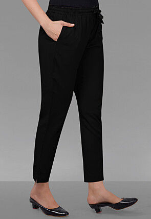 Solid Color Cotton Rayon Pant in Black