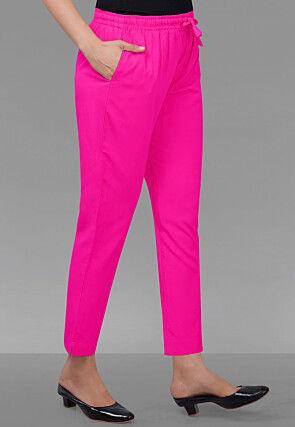 Solid Color Cotton Rayon Pant in Fuchsia