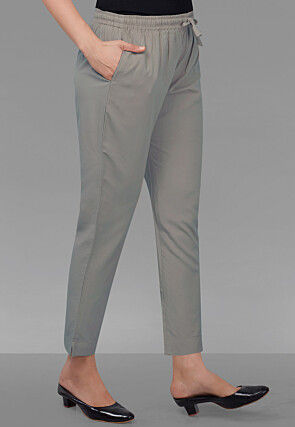 Solid Color Cotton Rayon Pant in Grey
