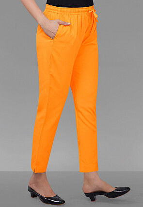 Solid Color Cotton Rayon Pant in Orange