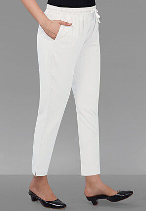 Solid Color Cotton Rayon Pant in White