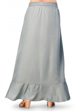 Solid Color Cotton Ruffled Palazzo in Grey