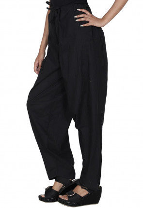 Solid Color Cotton Salwar in Black