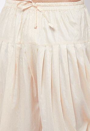 Solid Color Cotton Satin Dhoti Pant in Cream