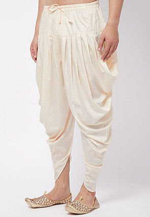 Solid Color Cotton Satin Dhoti Pant in Cream