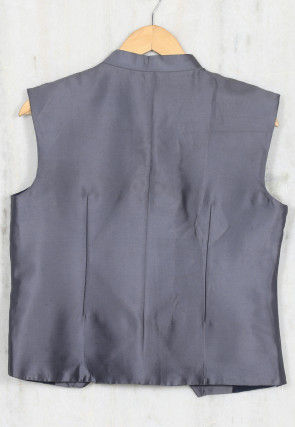 Solid Color Cotton Satin Kids Waist Coat in Grey