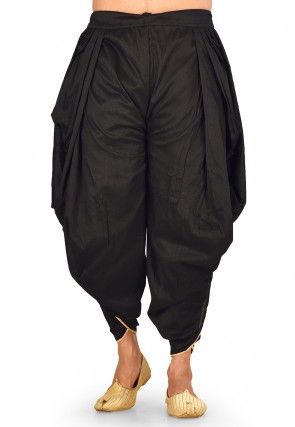 Solid Color Cotton Silk Dhoti in Black