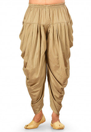 Solid Color Cotton Silk Dhoti Pant in Dark Beige