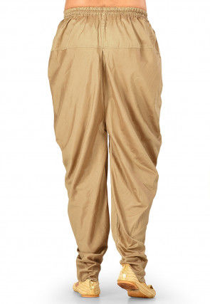 Solid Color Cotton Silk Dhoti Pant in Dark Beige