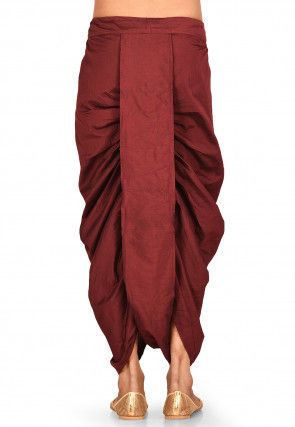 Solid Color Cotton Silk Dhoti Pant in Maroon